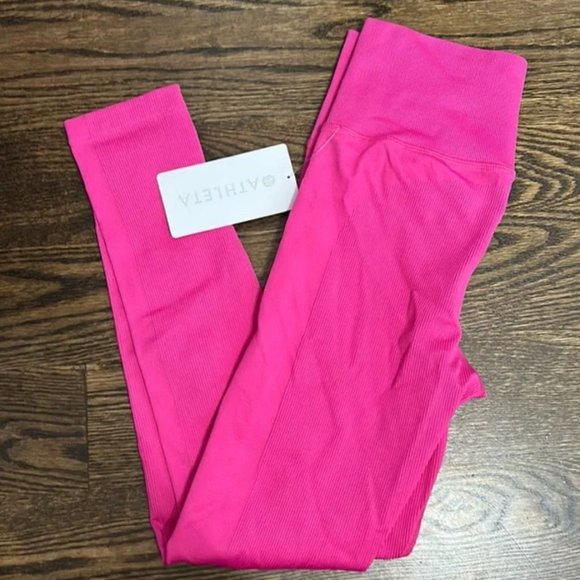 NWT Athleta Hot Pink Aurora Tight Ribbed Seamless High Rise Leggings - Picture 4 of 6